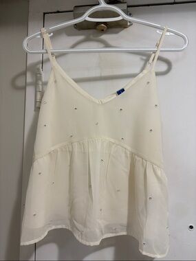Old Navy Cream Beaded Spaghetti Strap Cami
